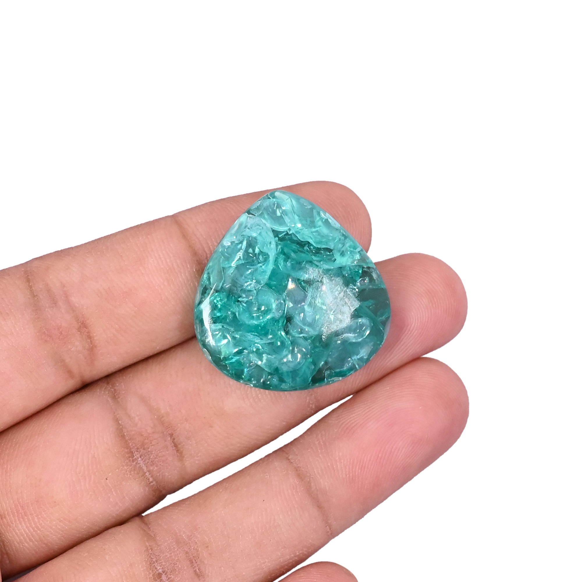 Green Ice Agate 75 Carat 26x27mm Heart Shape Loose Gemstone