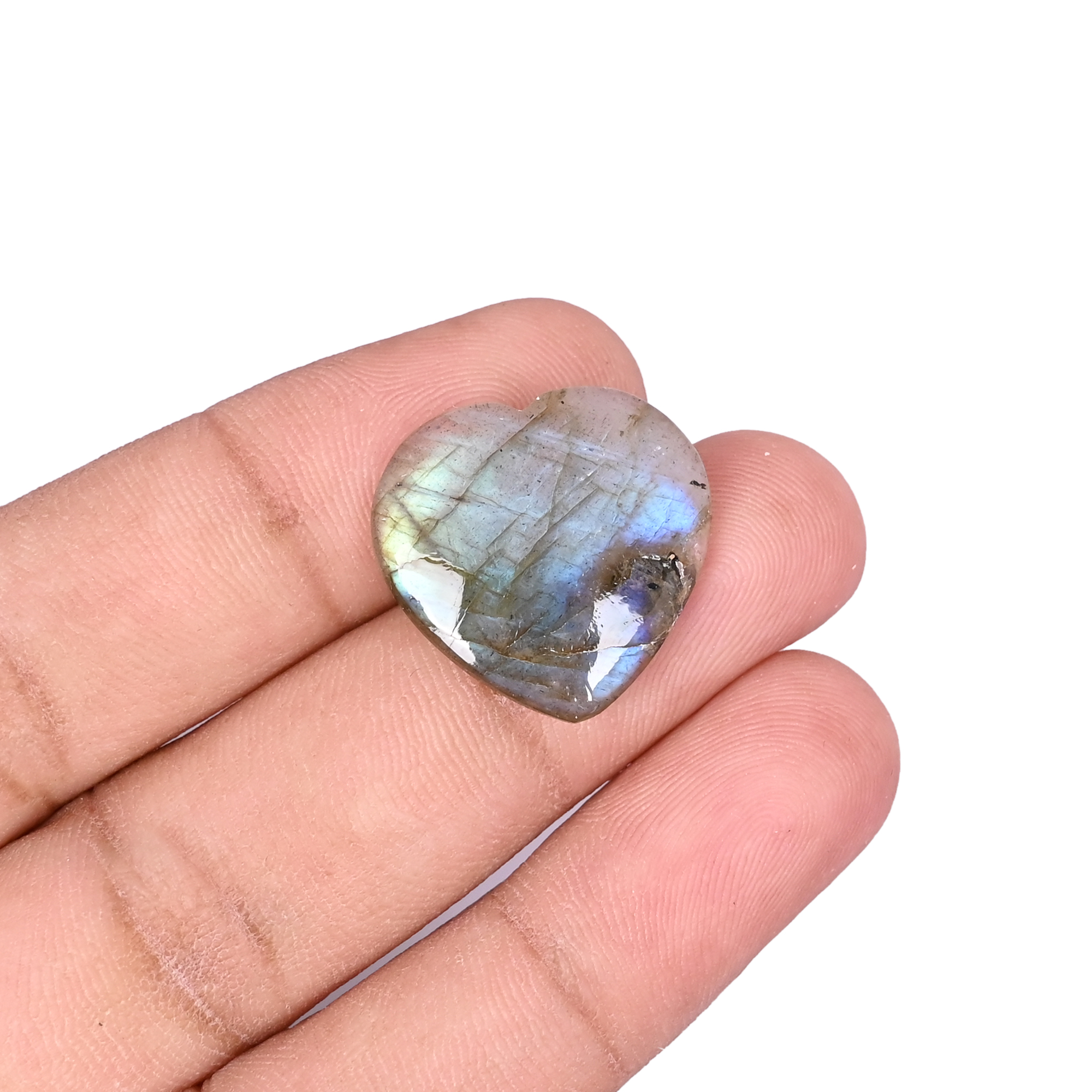 Natural Labradorite 13 Carat 20x21mm Heart  Shape Loose Gemstone