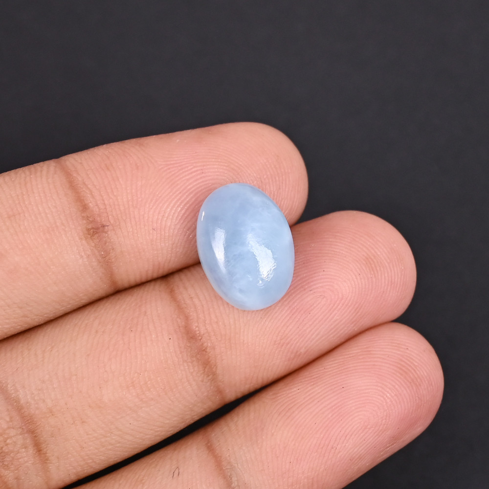 Image of Natural Aquamarine 6.3 Carat 14x10mm Oval Cabochon Shape Loose Gemstone