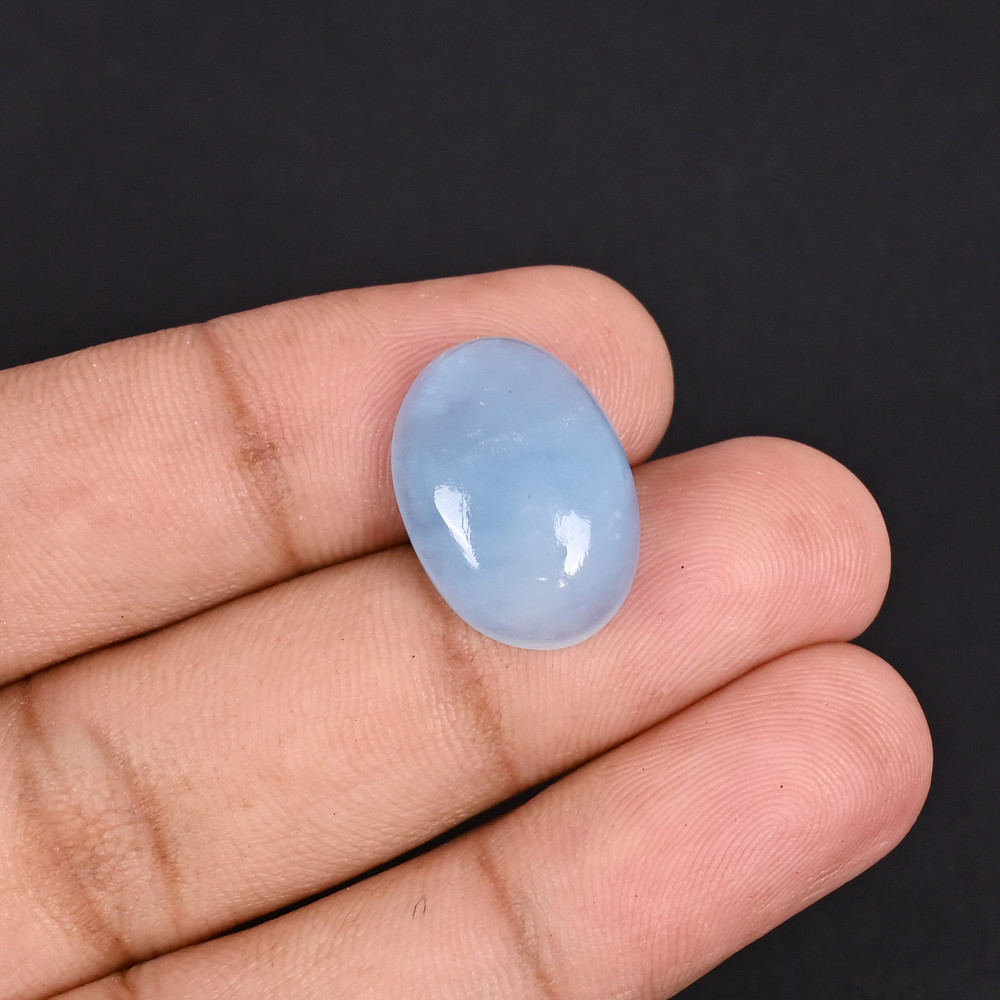 Image of Natural Aquamarine 12.3  Carat 19x13mm Oval Cabochon Shape Loose Gemstone