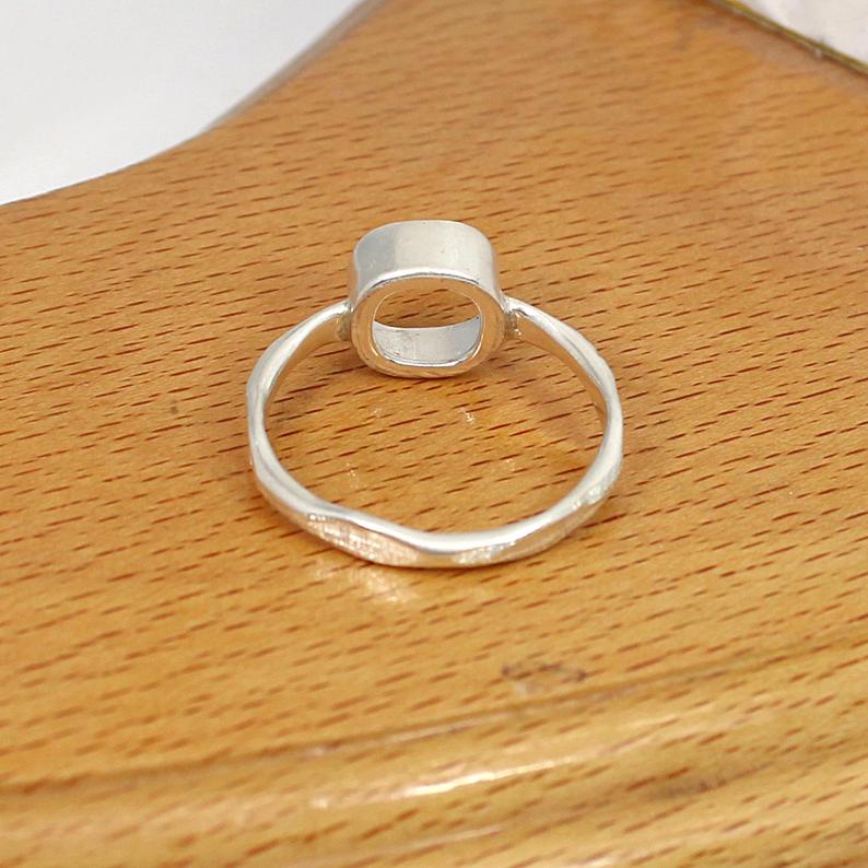 925 Silver 8x8mm Cushion Stone Hammered Band Blank Cup Bezel Set Ring Collet
