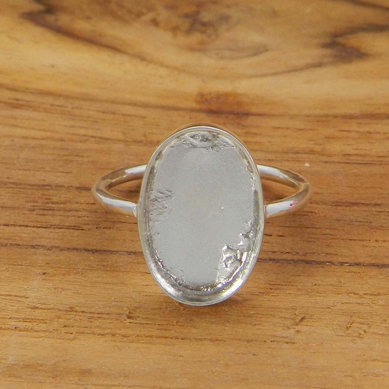 925 Sterling Silver Blank Ring Collet 6x4mm To 18x13mm Oval Stone Close Back Bezel Cup For Ring Making Metal Casting For Ring Setting