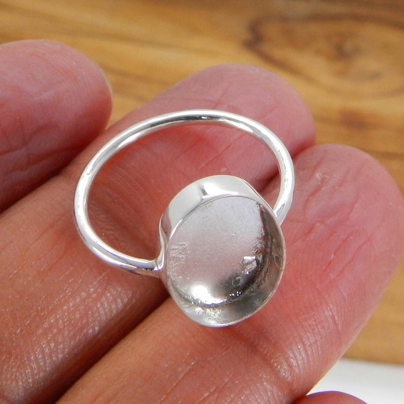 925 Sterling Silver Blank Ring Collet 6x4mm To 18x13mm Oval Stone Close Back Bezel Cup For Ring Making Metal Casting For Ring Setting