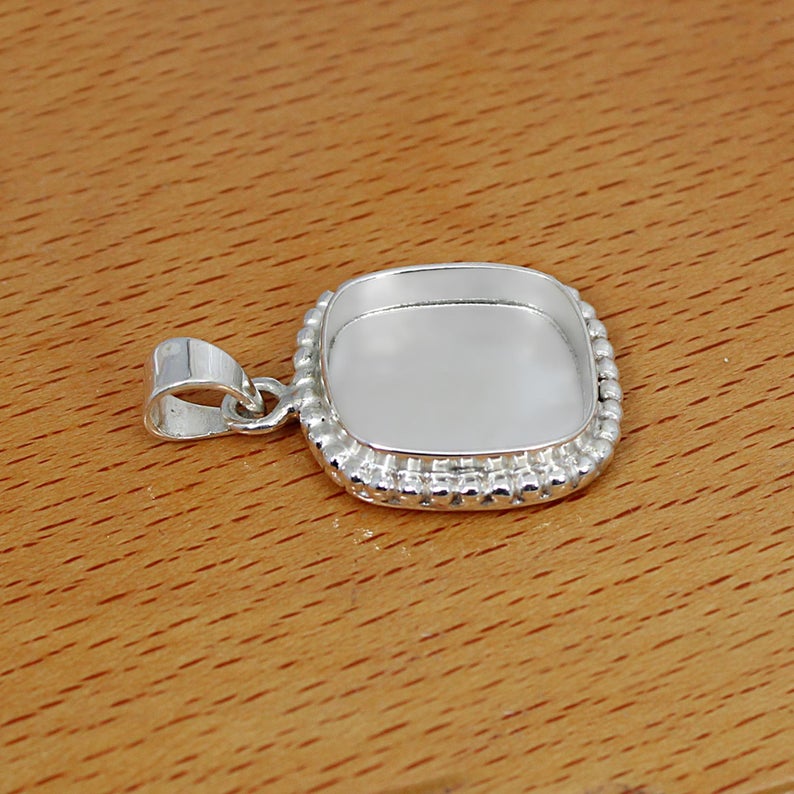 925 Sterling Silver Designer Pendant Collet 3x3mm To 20x20mm Cushion Gemstone Bezel Cup For Pendant Making Metal Casting For Setting