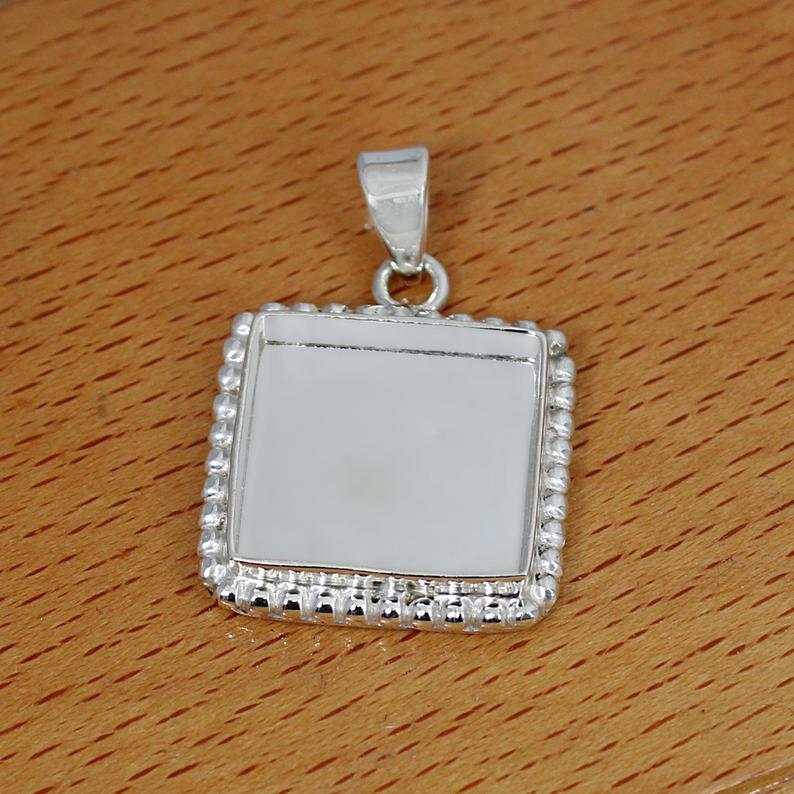 925 Sterling Silver Designer Pendant Collet 3x3mm To 20x20mm Square Stone Close Back Bezel Cup For Pendant Making Metal Casting For Setting