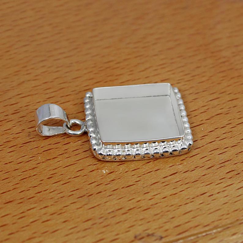 925 Sterling Silver Designer Pendant Collet 3x3mm To 20x20mm Square Stone Close Back Bezel Cup For Pendant Making Metal Casting For Setting