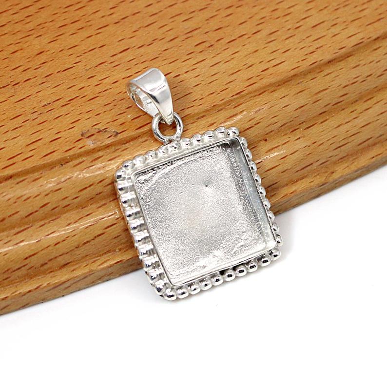 925 Sterling Silver Designer Pendant Collet 3x3mm To 20x20mm Square Stone Close Back Bezel Cup For Pendant Making Metal Casting For Setting