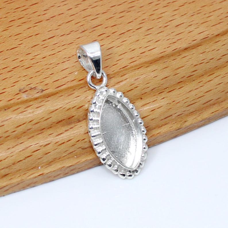 925 Sterling Silver Designer Pendant Collet 6x3mm To 20x10mm Marquise Gemstone Bezel Cup For Pendant Making Metal Casting For Setting