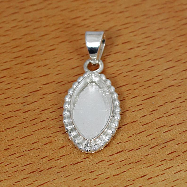 925 Sterling Silver Designer Pendant Collet 6x3mm To 20x10mm Marquise Gemstone Bezel Cup For Pendant Making Metal Casting For Setting
