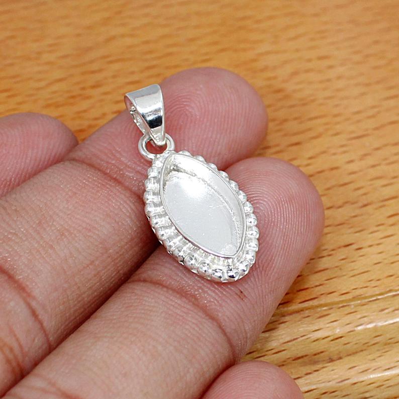 925 Sterling Silver Designer Pendant Collet 6x3mm To 20x10mm Marquise Gemstone Bezel Cup For Pendant Making Metal Casting For Setting