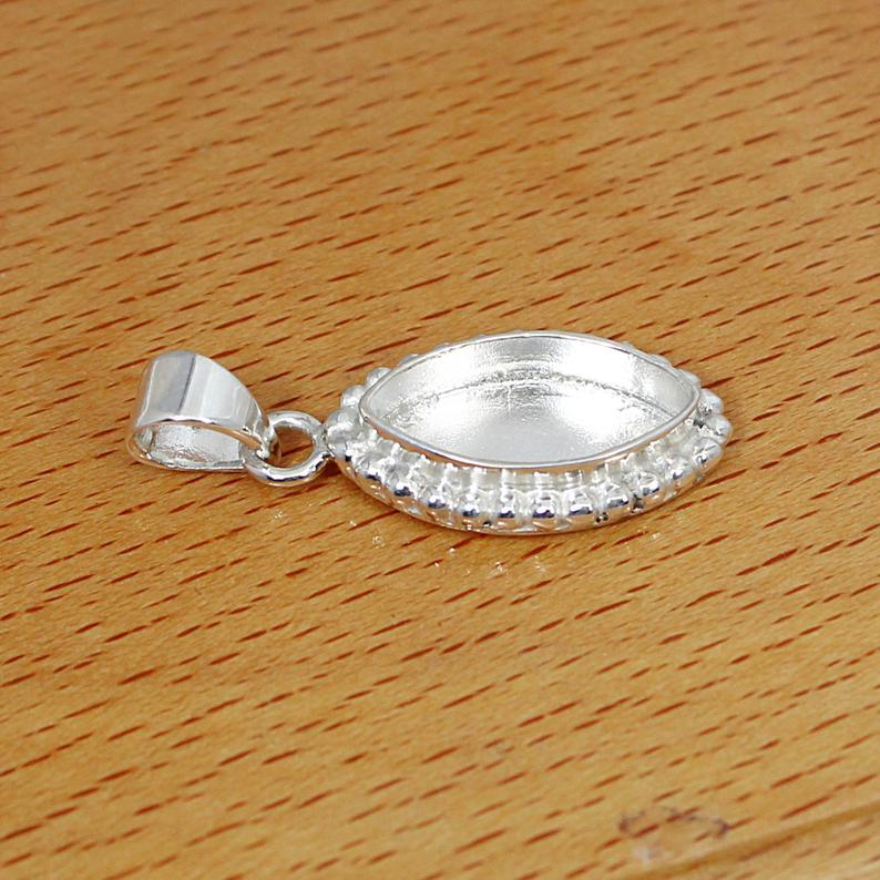 925 Sterling Silver Designer Pendant Collet 6x3mm To 20x10mm Marquise Gemstone Bezel Cup For Pendant Making Metal Casting For Setting