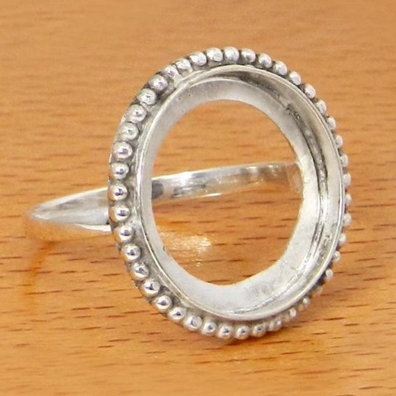 925 Sterling Silver Designer Ring Collet 3mm To 20mm Round Gemstone Bezel Cup For Ring Making Designer Metal Casting For Ring Setting