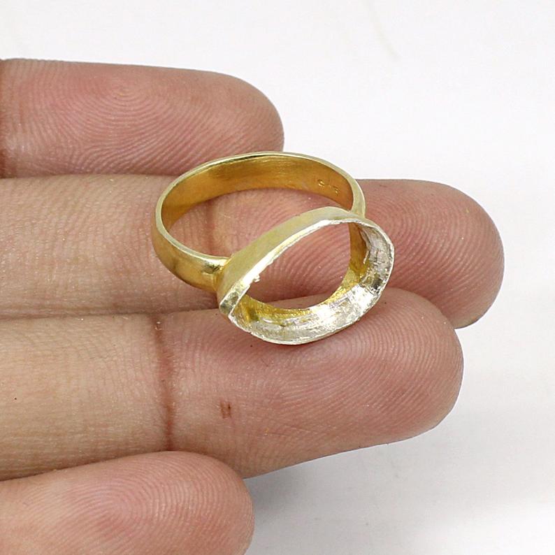 925 Sterling Silver Pear 14x10mm Stone Simple Blank Bezel Cup Ring Collet