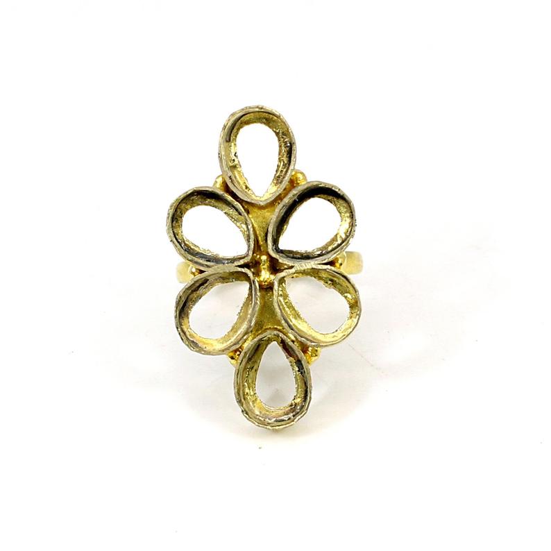 925 Sterling Silver Pear 8x6mm 6 Stone Blank Flower Designer Bezel Cup Ring Collet