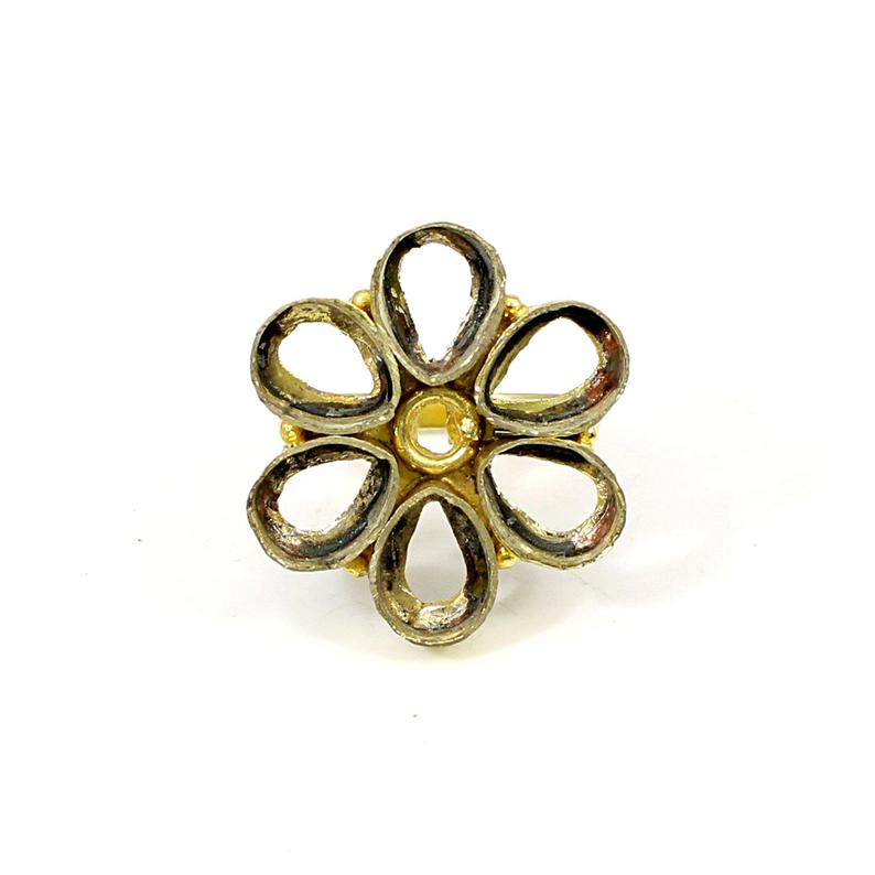925 Sterling Silver Pear 8x6mm 6 Stone Blank Flower Designer Bezel Cup Ring Collet
