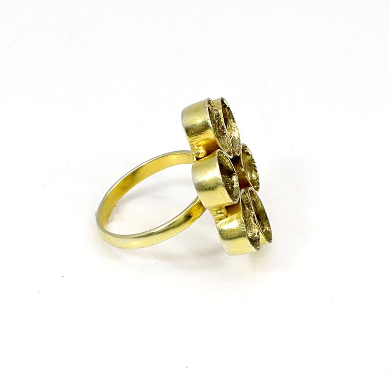 925 Sterling Silver Pear 8x6mm 6 Stone Blank Flower Designer Bezel Cup Ring Collet