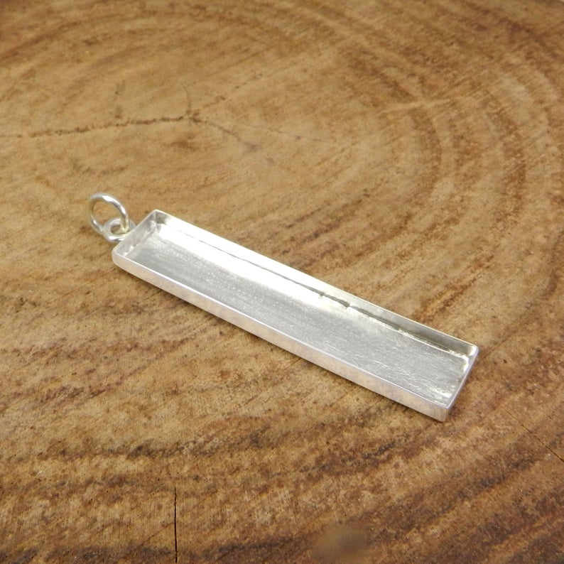 925 Sterling Silver Pendant Collet 15x10mm To 20x10mm Rectangle Rose Cut Bezel Cup For Pendant Metal Casting For Pendant Setting