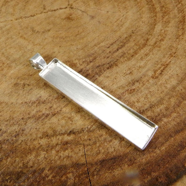925 Sterling Silver Pendant Collet 15x10mm To 20x10mm Rectangle Rose Cut Bezel Cup For Pendant Metal Casting For Pendant Setting