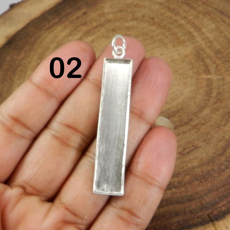 925 Sterling Silver Pendant Collet 15x10mm To 20x10mm Rectangle Rose Cut Bezel Cup For Pendant Metal Casting For Pendant Setting
