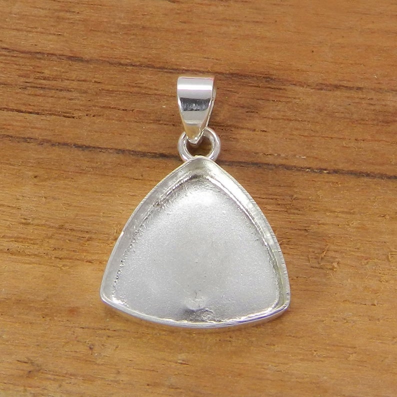 925 Sterling Silver Pendant Collet 3X3mm To 20x20mm Trillion Rose Cut Gemstone Bezel Cup For Pendant Making Metal Casting For Setting