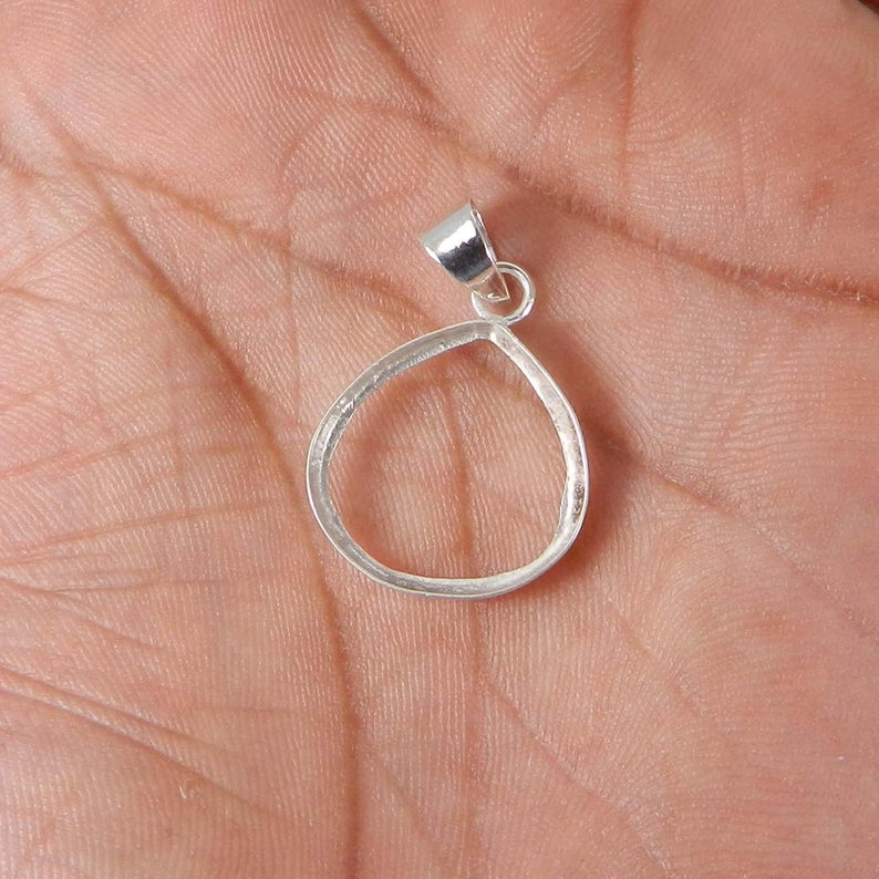 925 Sterling Silver Pendant Collet 4x4mm To 20x20mm Heart Shape Stone Bezel Cup For Pendant Making Metal Casting Pendant Setting