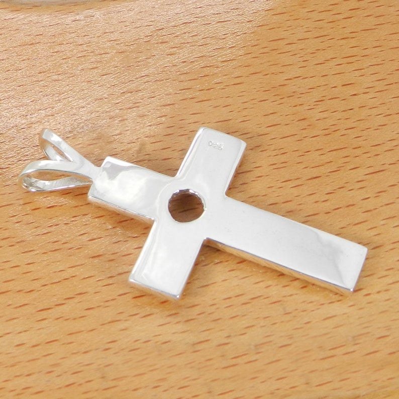 925 Sterling Silver Pendant Collet 6mm Round Cabochon Bezel Cup For Nugget Cross Pendant Metal Casting For Pre Notched Setting