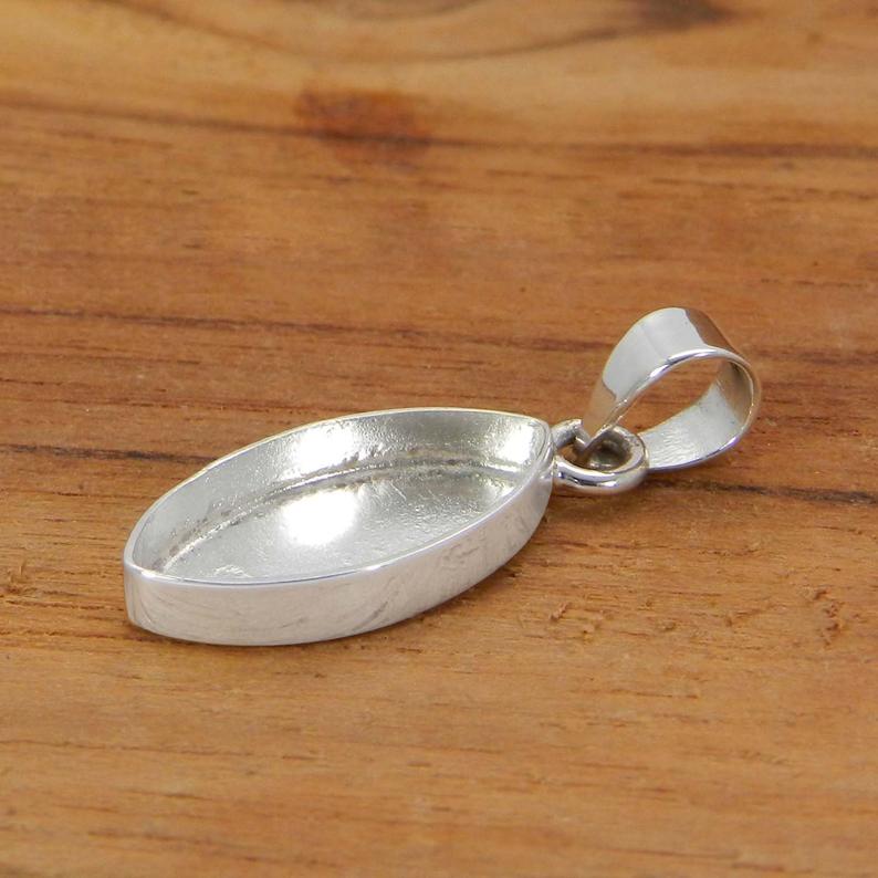 925 Sterling Silver Pendant Collet 6x3mm To 24x12mm Marquise Rose Cut Stone Bezel Cup For Pendant Making Metal Casting For Setting