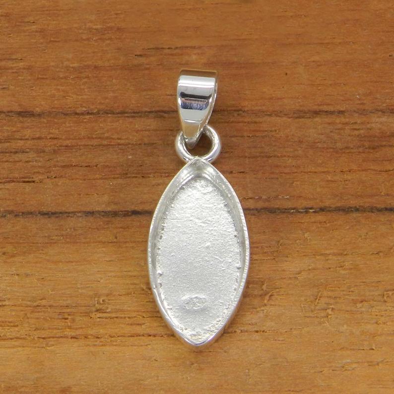 925 Sterling Silver Pendant Collet 6x3mm To 24x12mm Marquise Rose Cut Stone Bezel Cup For Pendant Making Metal Casting For Setting