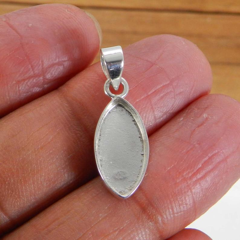925 Sterling Silver Pendant Collet 6x3mm To 24x12mm Marquise Rose Cut Stone Bezel Cup For Pendant Making Metal Casting For Setting