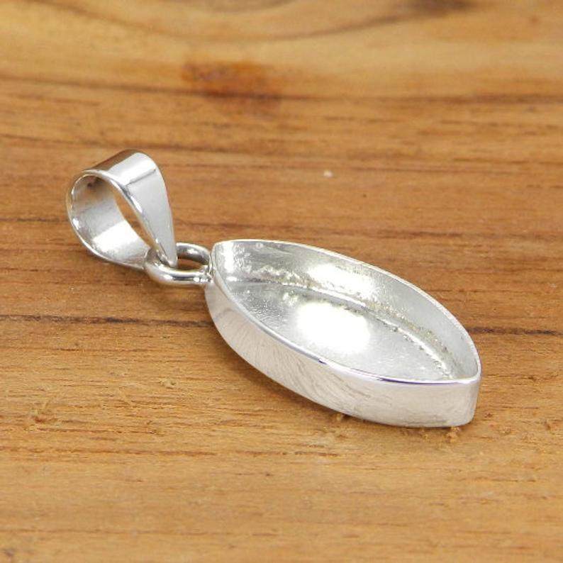 925 Sterling Silver Pendant Collet 6x3mm To 24x12mm Marquise Rose Cut Stone Bezel Cup For Pendant Making Metal Casting For Setting