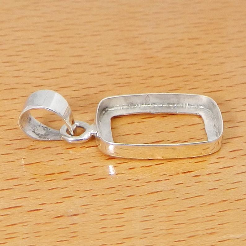 925 Sterling Silver Pendant Collet 6x4mm To 18x13mm Rectangle Cushion Rose Cut Bezel Cup For Pendant Metal Casting For Setting