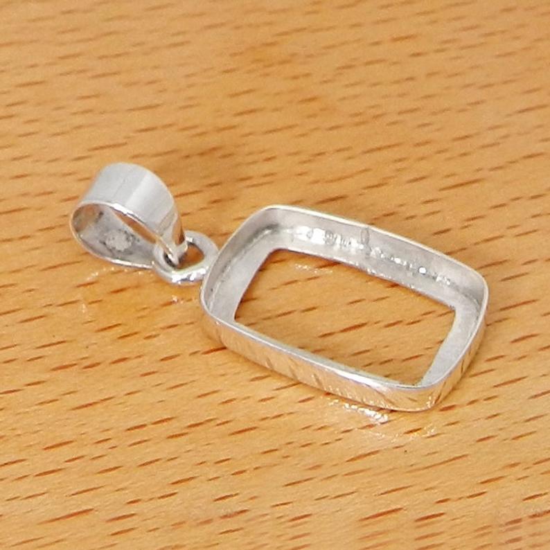 925 Sterling Silver Pendant Collet 6x4mm To 18x13mm Rectangle Cushion Rose Cut Bezel Cup For Pendant Metal Casting For Setting