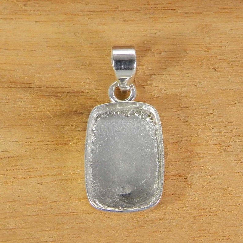 925 Sterling Silver Pendant Collet 6x4mm To 18x13mm Rectangle Cushion Rose Cut Stone Bezel Cup For Pendant Metal Casting For Setting