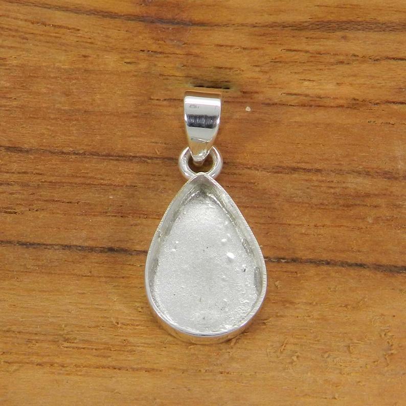 925 Sterling Silver Pendant Collet 6x4mm To 32x23mm Pear Gemstone Close Back Bezel Cup For Pendant Making Metal Casting For Setting