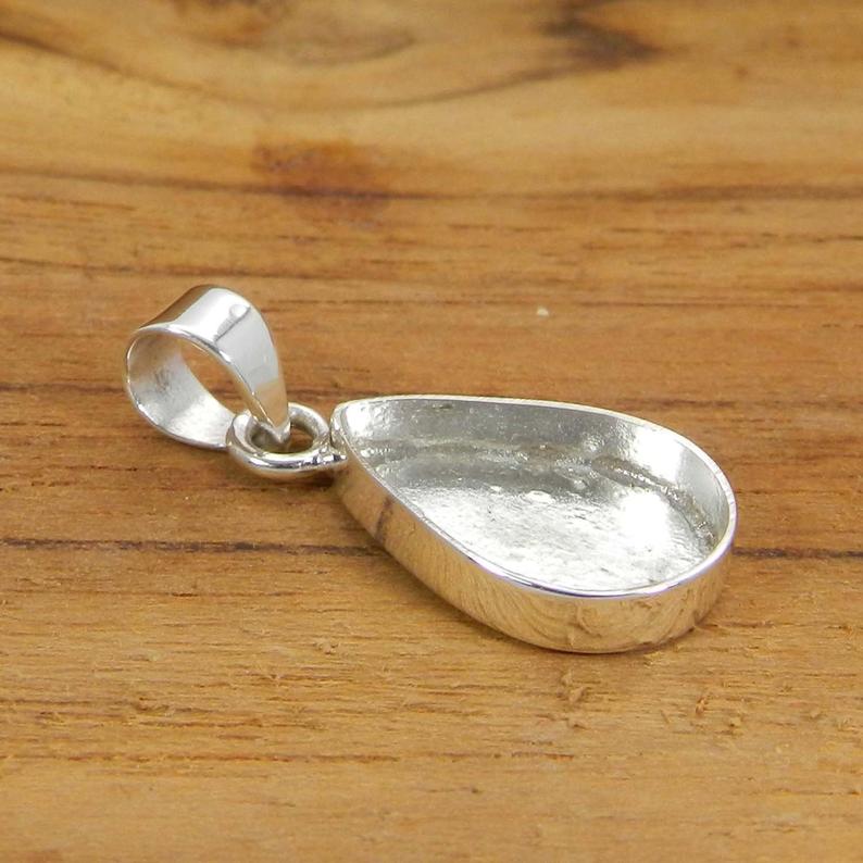 925 Sterling Silver Pendant Collet 6x4mm To 32x23mm Pear Gemstone Close Back Bezel Cup For Pendant Making Metal Casting For Setting