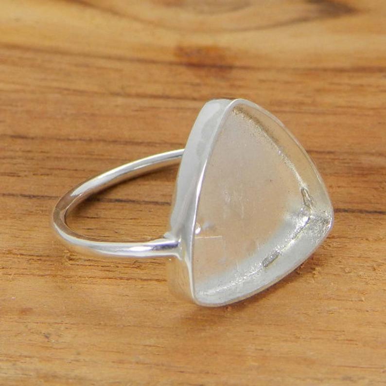 925 Sterling Silver Ring Collet 3X3mm To 20x20mm Trillion Stone Close Back Bezel Cup For Ring Making Metal Casting For Ring Setting