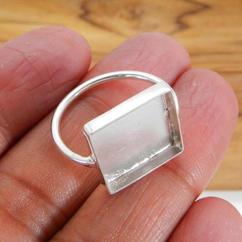 925 Sterling Silver Ring Collet 3x3mm To 25x25mm Square Stone Close Back Bezel Cup For Ring Making Metal Casting For Ring Setting
