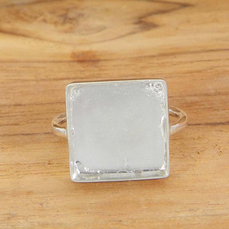 925 Sterling Silver Ring Collet 3x3mm To 25x25mm Square Stone Close Back Bezel Cup For Ring Making Metal Casting For Ring Setting