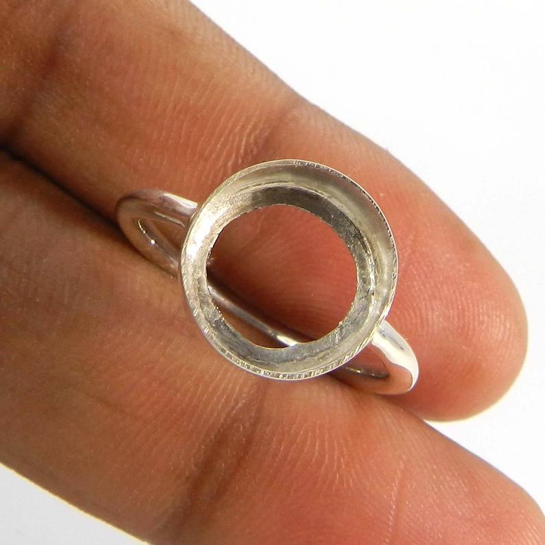 925 Sterling Silver Ring Collet 4mm To 20mm Round Rose Cut Gemstone Bezel Cup For Ring Making Metal Casting For Ring Setting