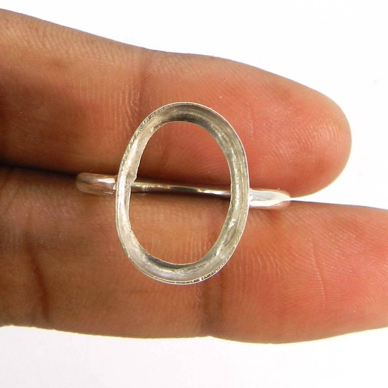925 Sterling Silver Ring Collet 6x4mm To 18x13mm Oval Gemstone Bezel Cup For Ring Making Metal Casting For Plain Ring Setting