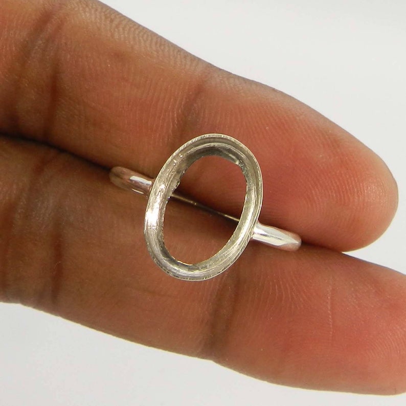 925 Sterling Silver Ring Collet 6x4mm To 18x13mm Oval Gemstone Bezel Cup For Ring Making Metal Casting For Plain Ring Setting