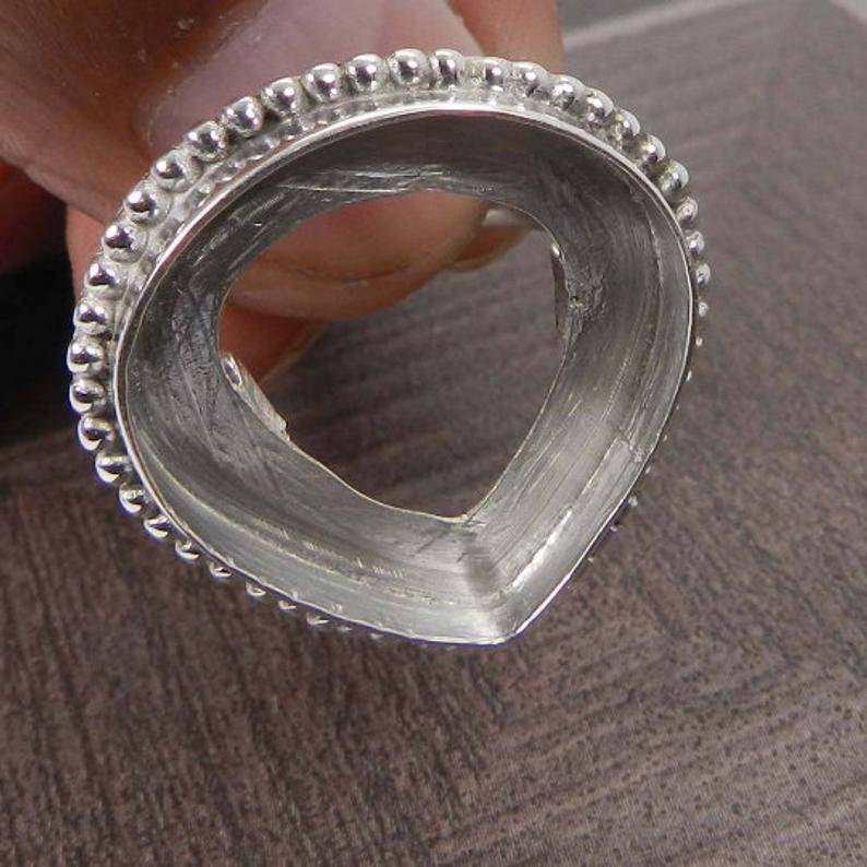 925 Sterling Silver Ring Collet 6x4mm To 18x13mm Pear Gemstone Bezel Cup For Ring Making Designer Metal Casting For Ring Setting