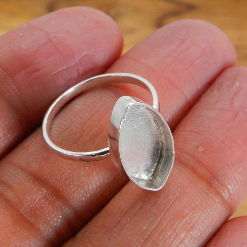 925 Sterling Silver Ring Collet 6x4mm To 24x12mm Marquise Stone Close Back Bezel Cup For Ring Making Metal Casting For Ring Setting