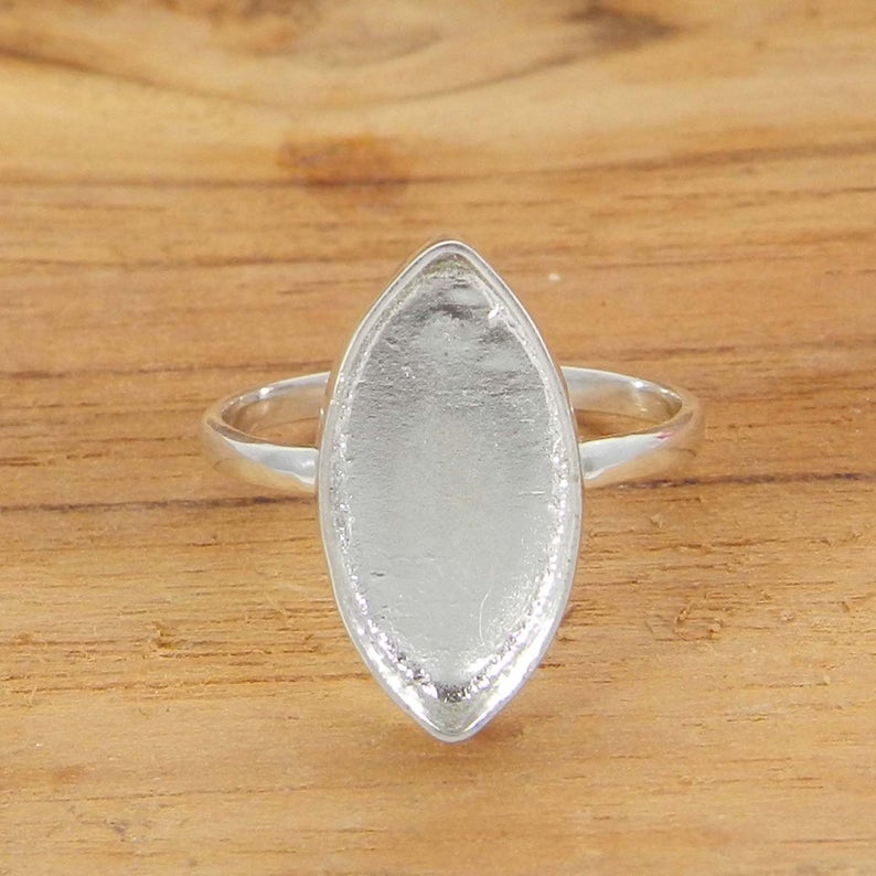 925 Sterling Silver Ring Collet 6x4mm To 24x12mm Marquise Stone Close Back Bezel Cup For Ring Making Metal Casting For Ring Setting