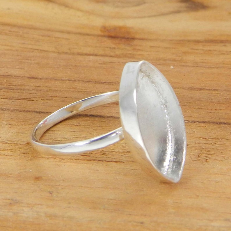 925 Sterling Silver Ring Collet 6x4mm To 24x12mm Marquise Stone Close Back Bezel Cup For Ring Making Metal Casting For Ring Setting