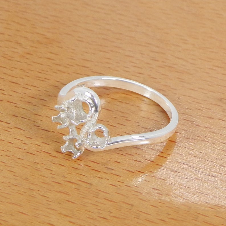 925 Sterling Silver Round 3mm amp 4mm Stone Prong Set Pre Notched Ring Component