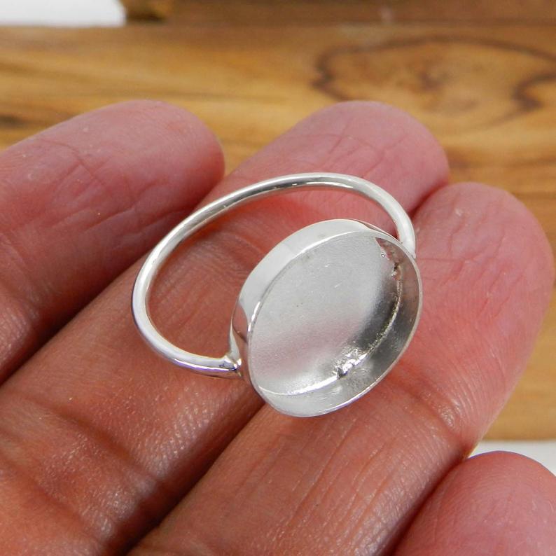 925 Sterling Solid Silver Ring Collet 3mm To 25mm Round Rose Cut Stone Close Back Bezel Cup For Ring Metal Casting For Ring Setting