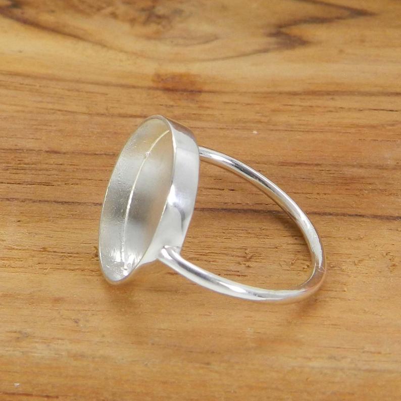925 Sterling Solid Silver Ring Collet 3mm To 25mm Round Rose Cut Stone Close Back Bezel Cup For Ring Metal Casting For Ring Setting