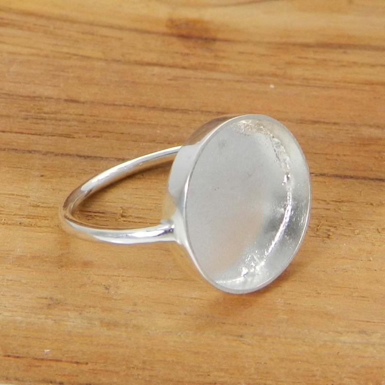 925 Sterling Solid Silver Ring Collet 3mm To 25mm Round Rose Cut Stone Close Back Bezel Cup For Ring Metal Casting For Ring Setting