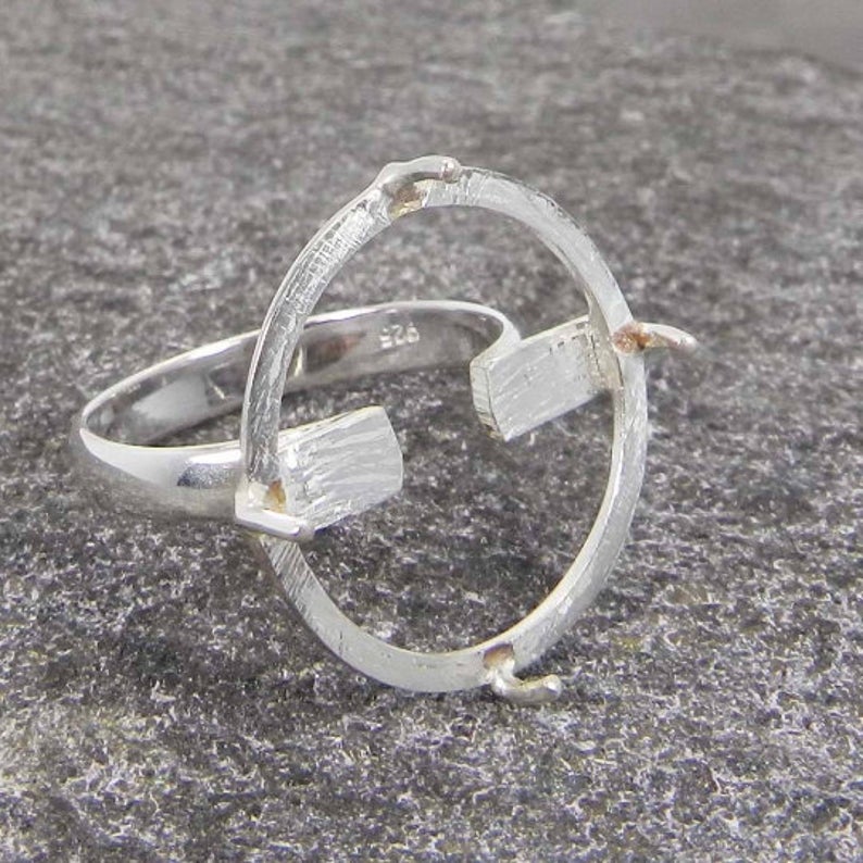 925 Sterling Solid Silver Ring Collet 4mm To 20mm Round Rose Cut Gemstone Prong Cup For Ring Making Metal Casting For Ring Setting